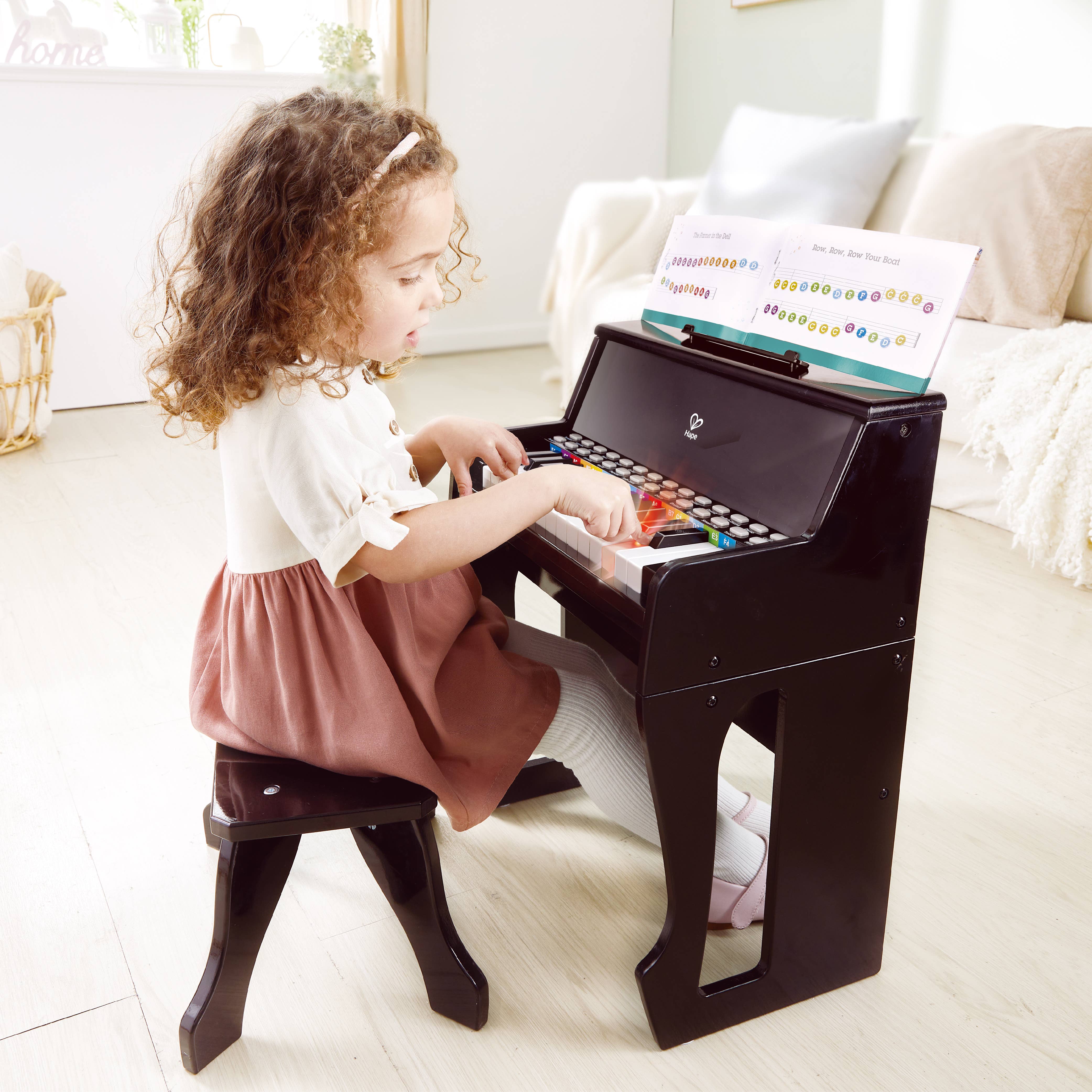 Hape Toys - Wholesale Musical Toy - Kids & Baby - Learn with Lights Black Piano with Stool1