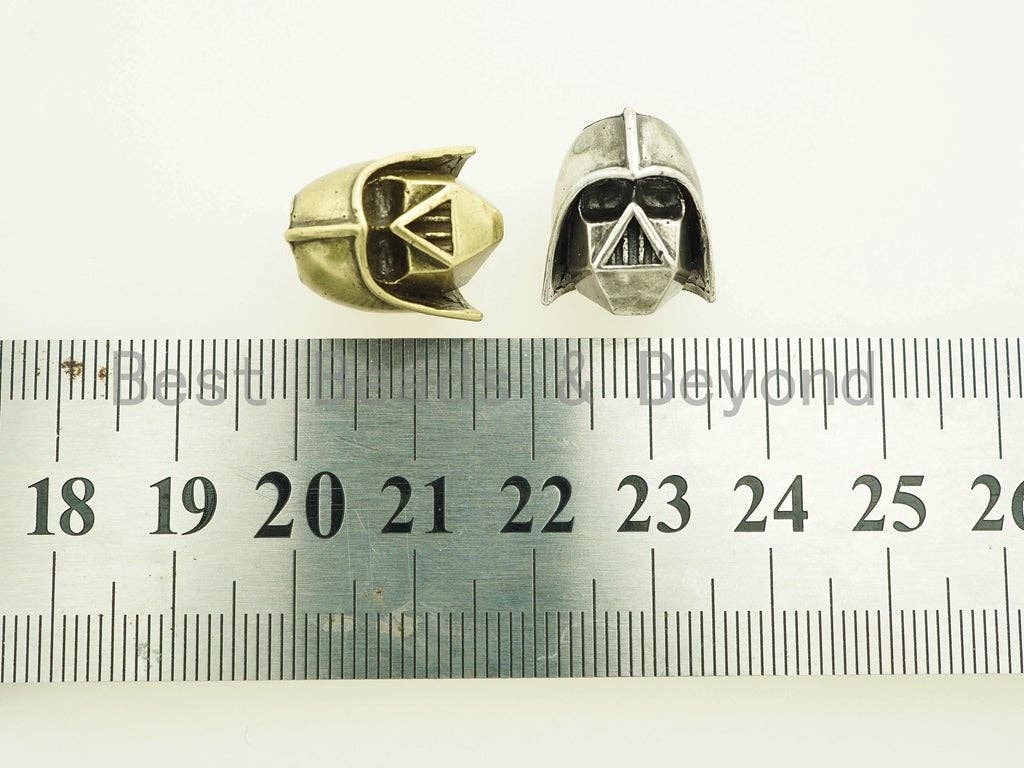 BestBeads&Beyond – wholesale Individuell berlock/hänge – Antik Darth Vader Dark Knight Soldat Hjälm Pärlor, Knot Paracord Armband Nyckelring Att Göra Pärlor, Mäns Armband, 15x17mm, 1st, sku #Y993