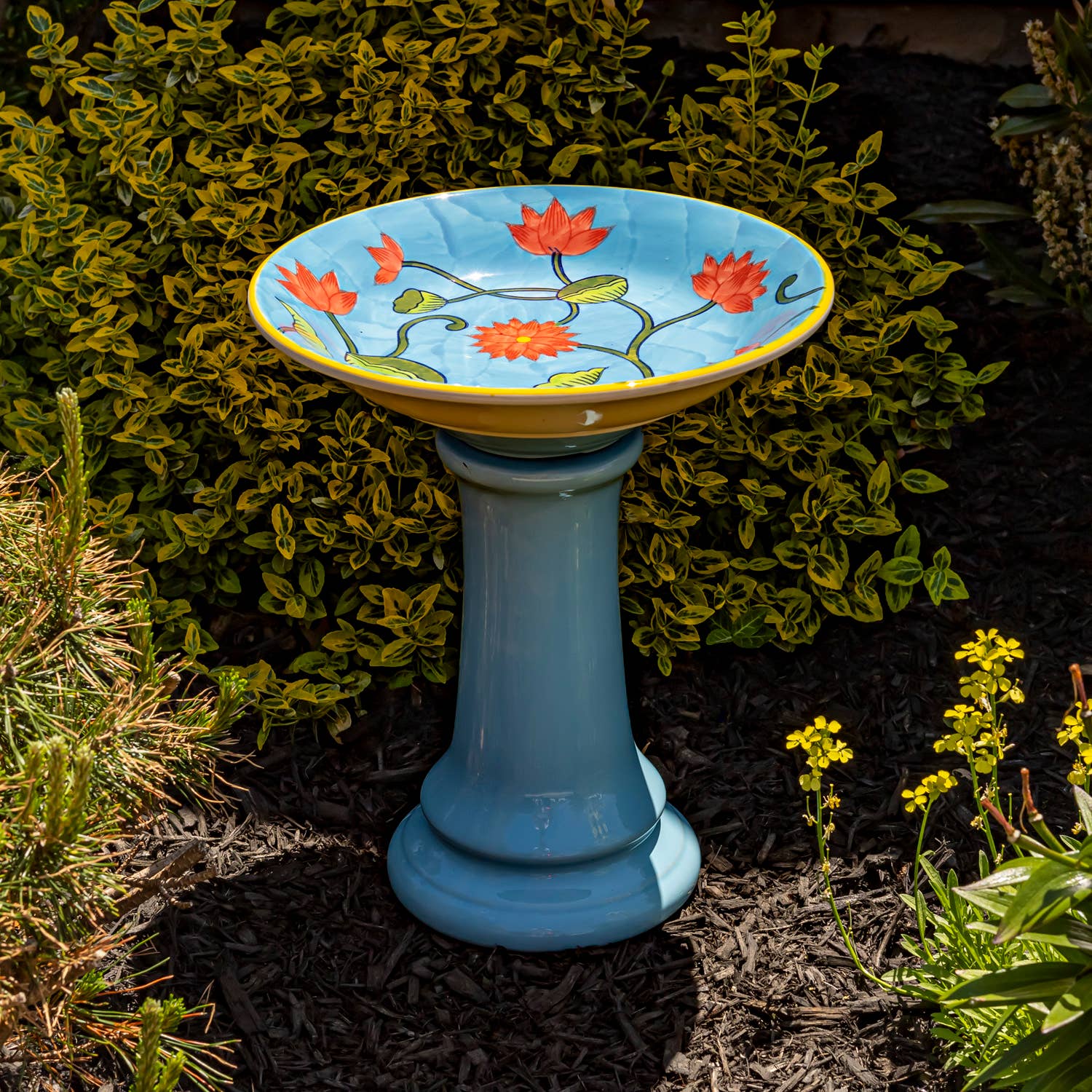 Zaer Ltd. International - Wholesale Bird Bath - 15 Inch Tall Porcelain Birdbaths- 6 Options7