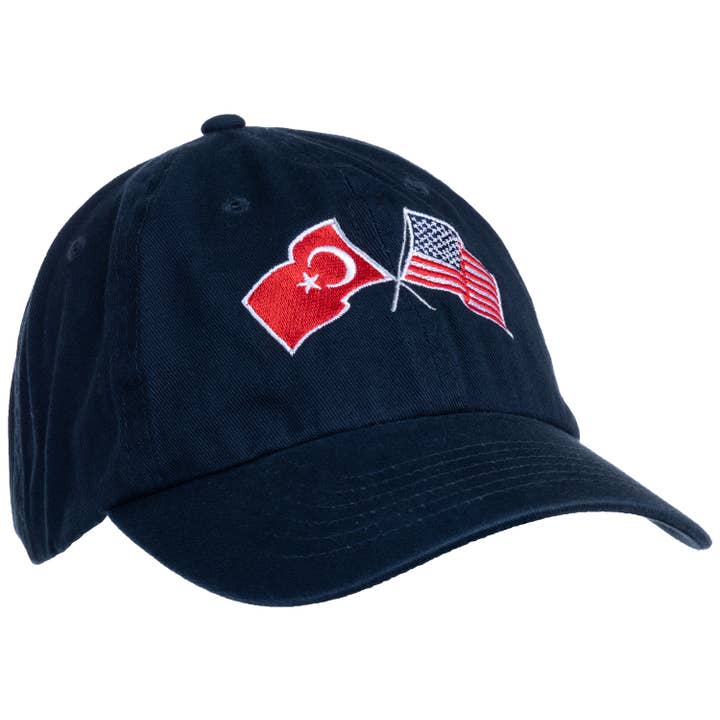 Navy Turkey and US Flag Hat | American Friendship Nations Flag Baseball Low Profile Dad Hat for Men Women for wholesale on Faire5