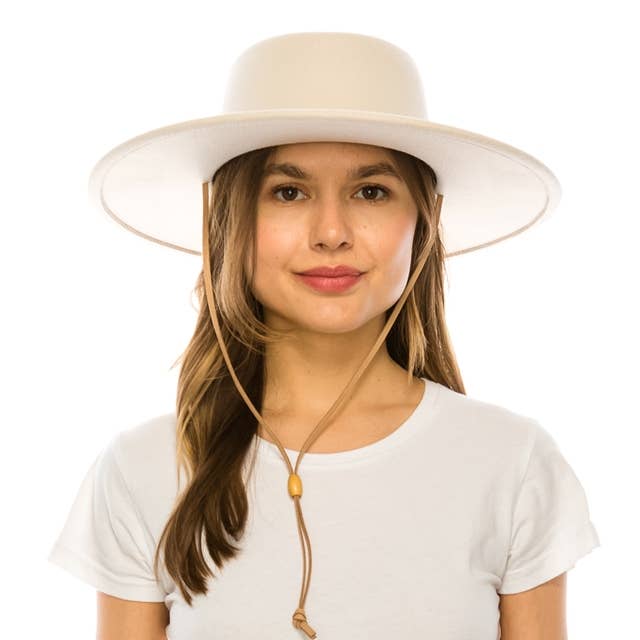 DNMC - Wholesale Fedora - Women's - Vegan Felt Bolero Rancher Hat w/ Chin Cord - 3 Colors3