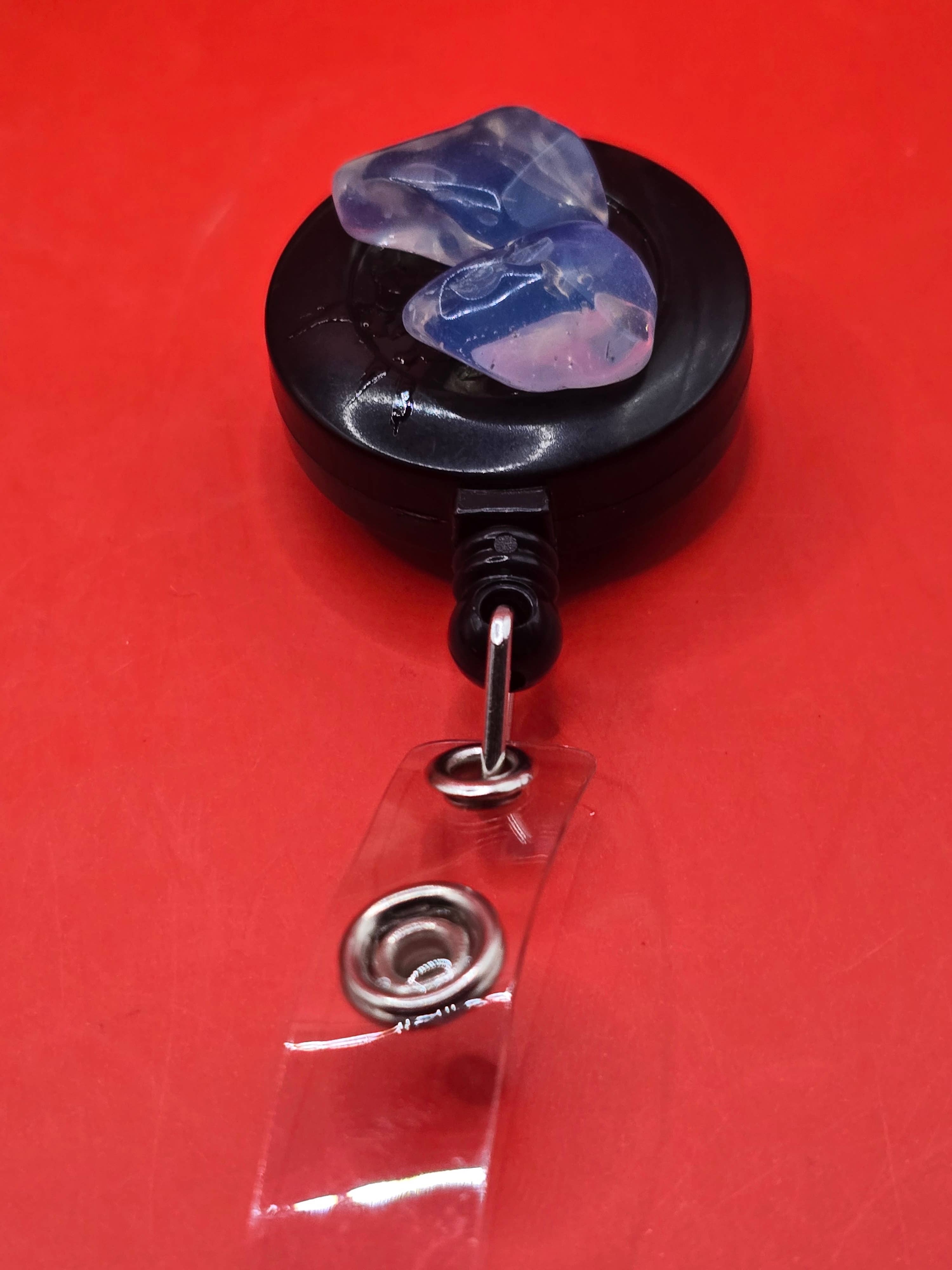 Pebbles Crazy Crystals LLC - Wholesale Keychain – Unisex - “Opalite Glow” Crystal Badge Reel 5