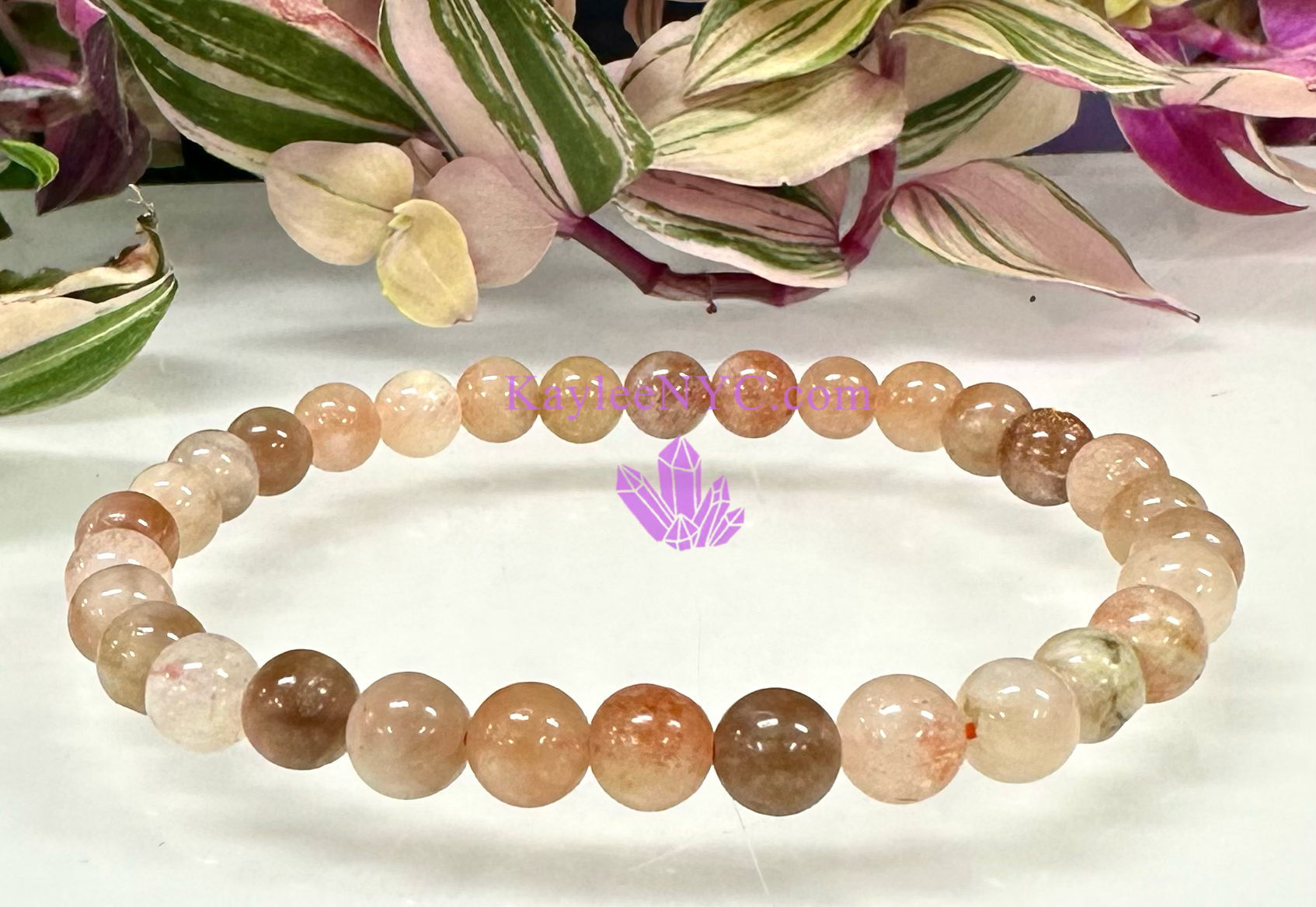 KayleeNYC - Wholesale Beaded Bracelet - 6mm Natural Sunstone 7.5” Stretch Bracelet3