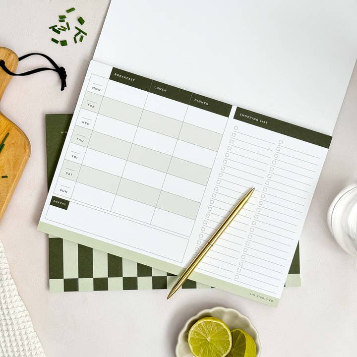 AIM Studio Co – wholesale Notepad – Weekly Meal Planner A4 Notepad with Perforated Shopping List5