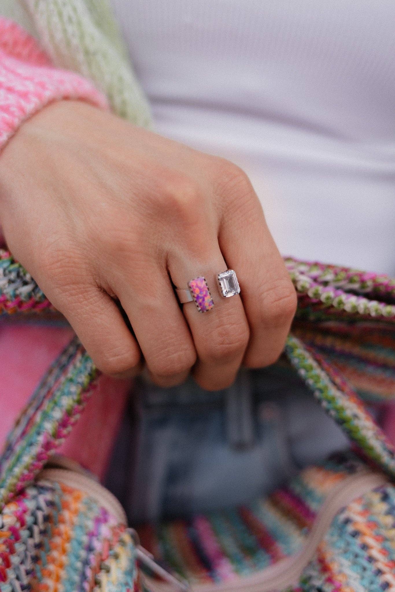 Krush Kandy - Vente Bague de cocktail/de cérémonie - Bague en opale et CZ blanc PRÉCOMMANDE0