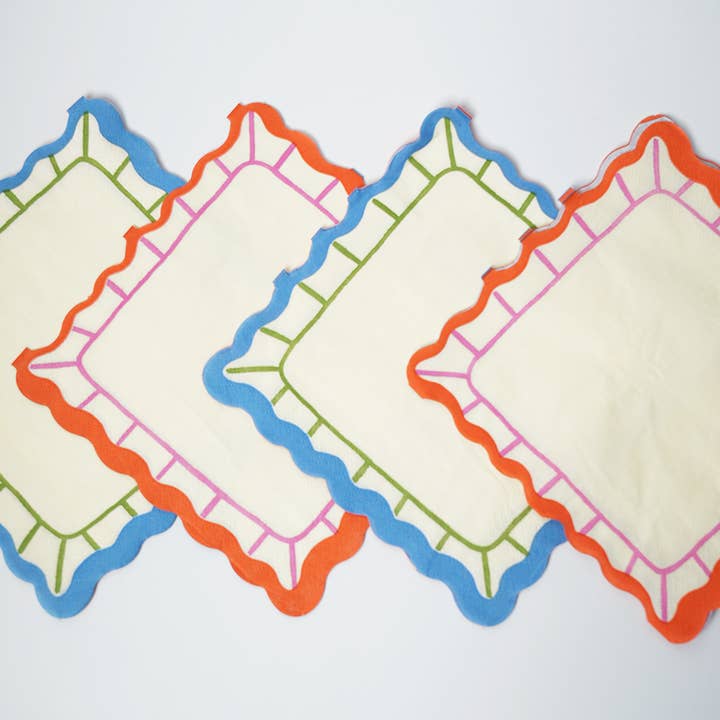 Bright Scalloped Napkins (x 12) - Art Party Collection  for wholesale by POP Party Supplies, LLC