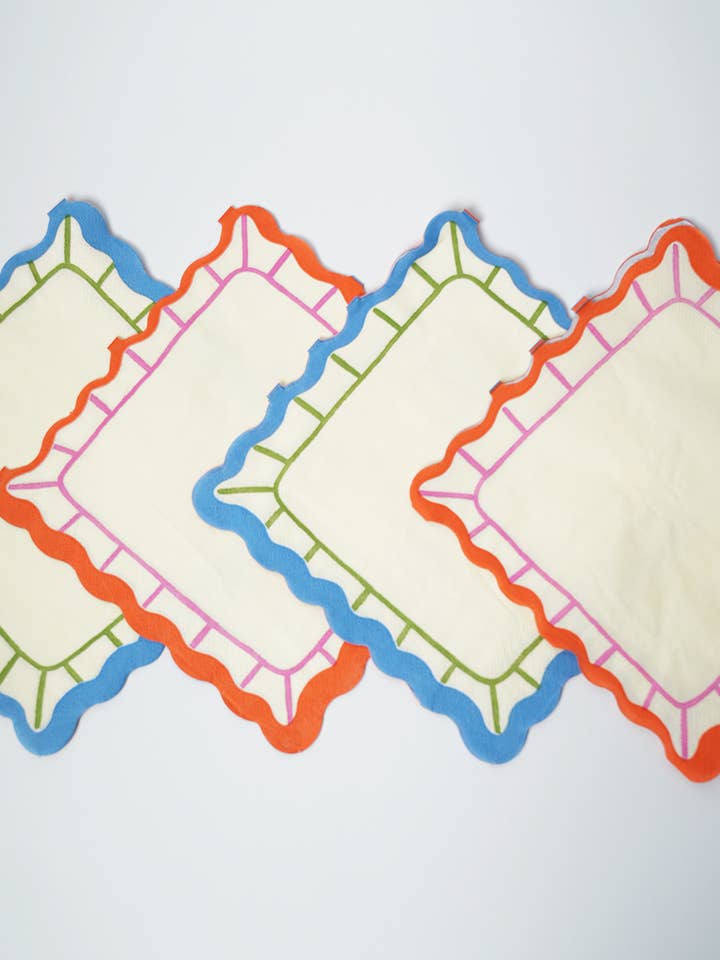 Bright Scalloped Napkins (x 12) - Art Party Collection for wholesale by POP Party Supplies, LLC