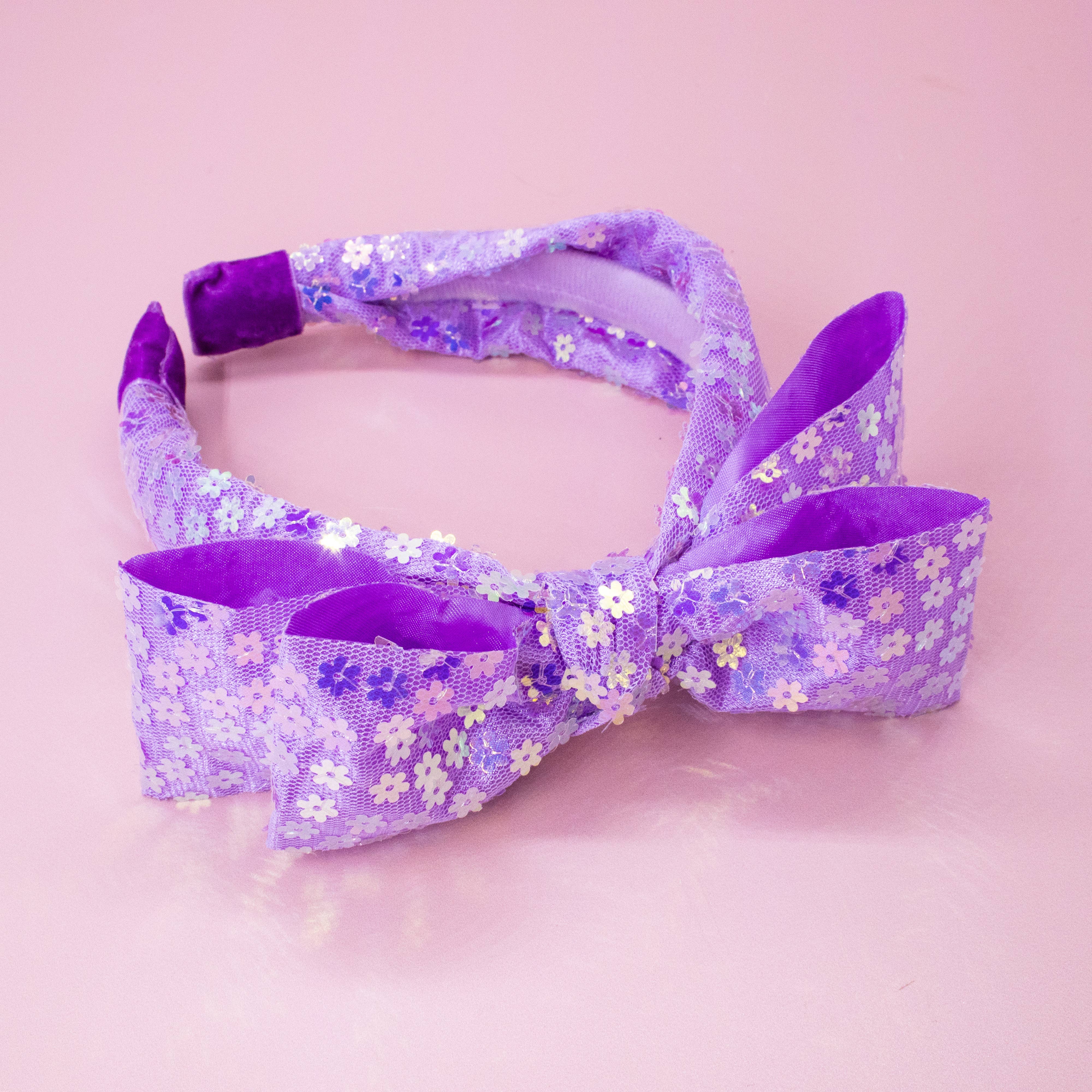 Frog Sac - Vente Serre-tête – enfant - Bandeau à gros nœud - Paillettes à double couche15