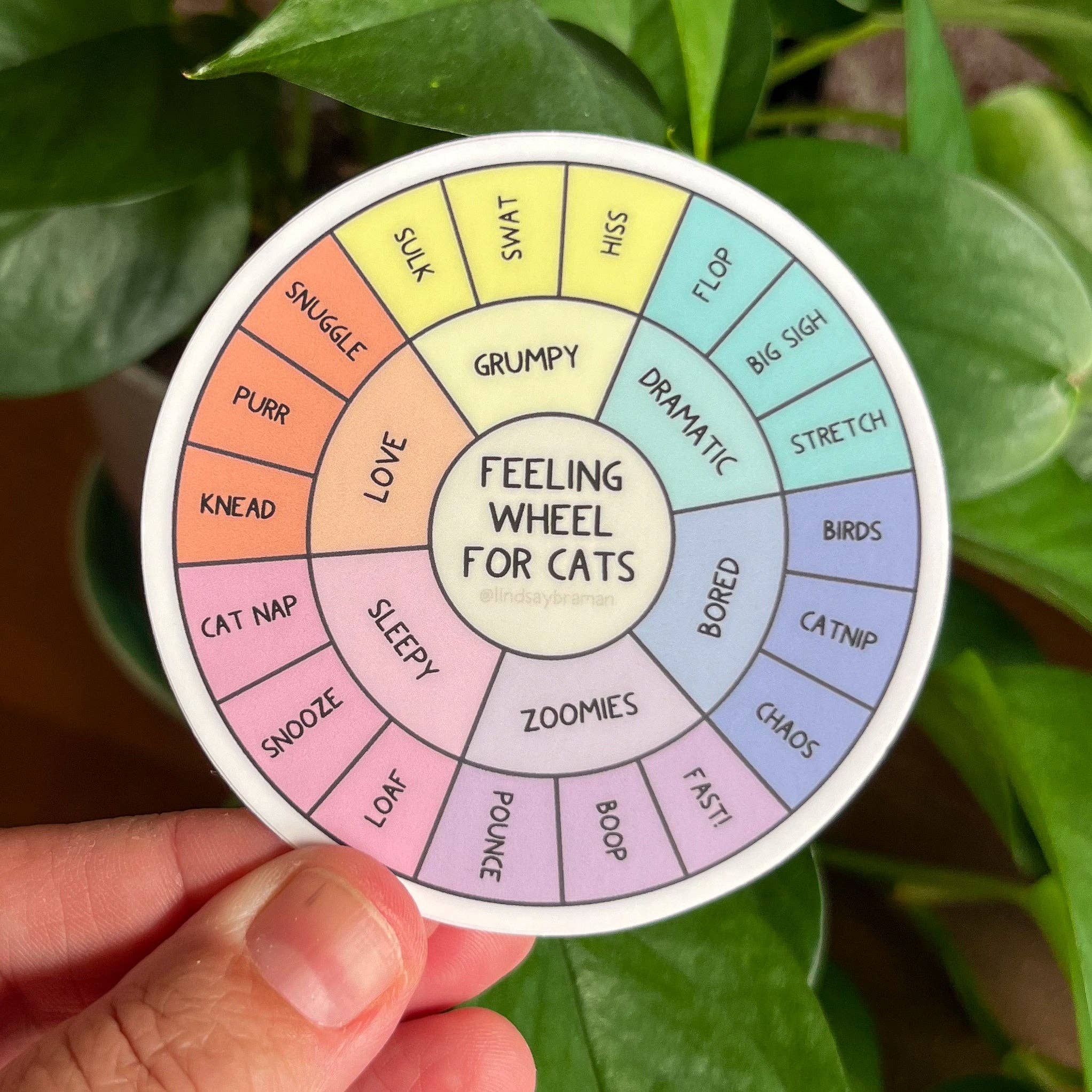 Lindsay Braman Studios - Wholesale Sticker - Feeling Wheel for Cats | Felines Have Feelings, Too