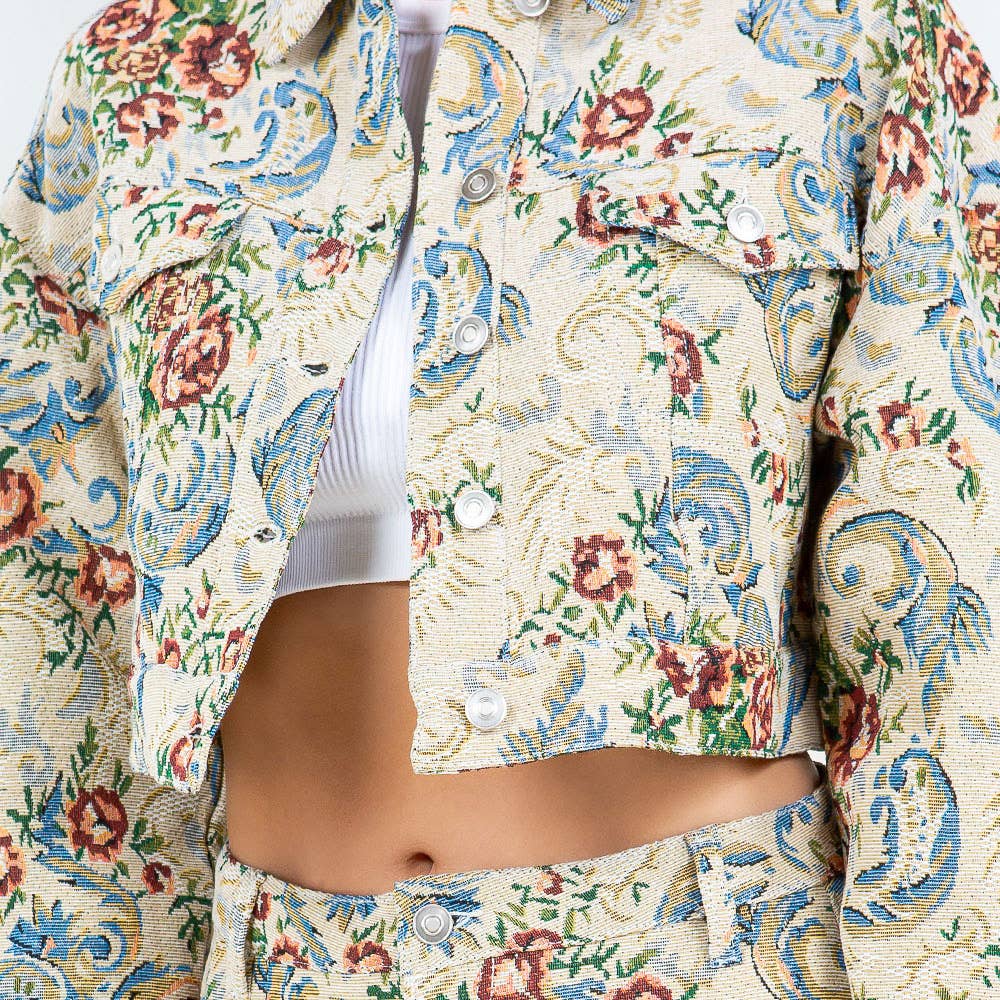 MULTI COLOR JACQUARD WEAVE CROPPED JACKET-RJK5925 for wholesale on Faire3