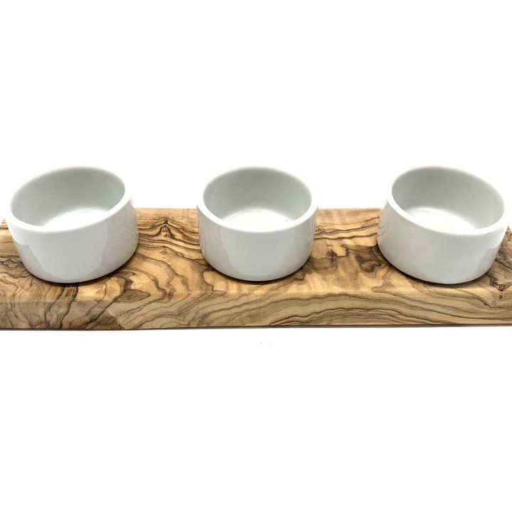 olivenholz-erleben - Wholesale Salt & pepper shaker set - 3-piece salt bowl FANO3 with salt chips, olive wood2