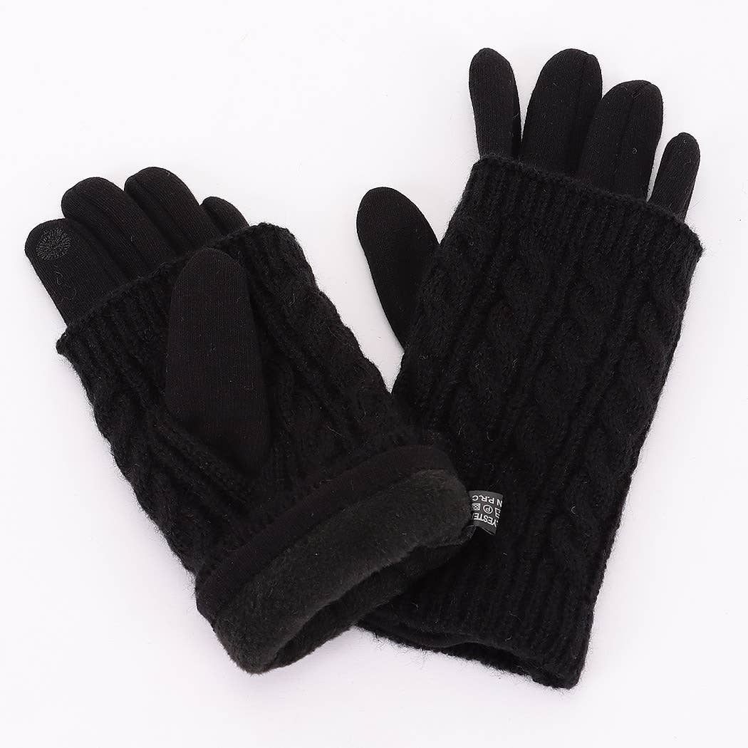 3AM BY H&D ACCESSORIES - Wholesale Gloves - Women's - Polyester Fleece 2pcs Knitted Gloves0