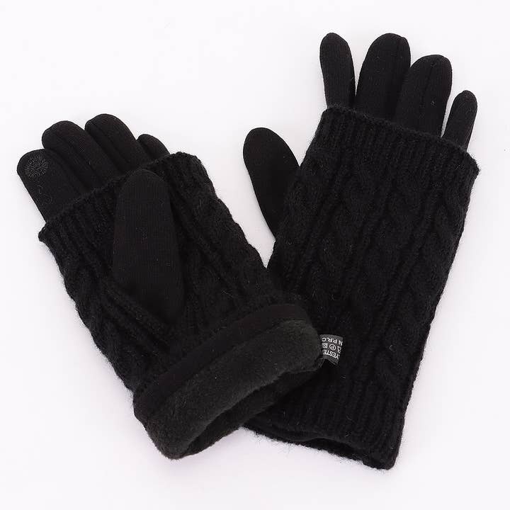 3AM BY H&D ACCESSORIES - Wholesale Gloves - Women's - Polyester Fleece 2pcs Knitted Gloves