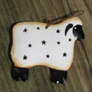 OR324- Sheep tin punched ornament for wholesale by Nannie and B's Crafts