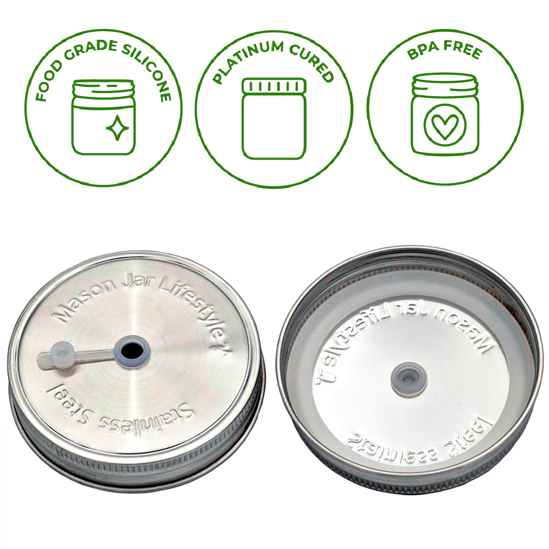 Mason Jar Lifestyle - Wholesale Drink Lids - Stainless Steel Straw Hole Tumbler Lids for Mason Jars7