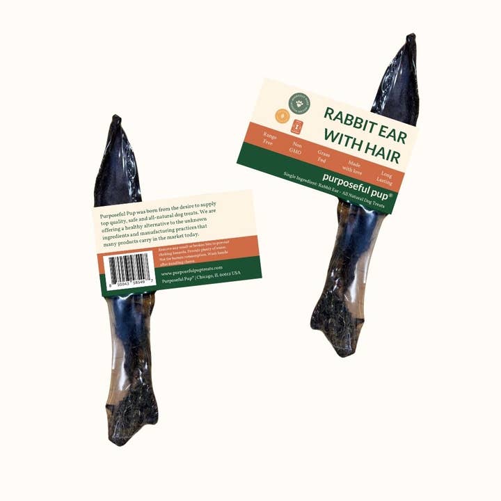 Purposeful Pup Treats - Wholesale Pet Treats - Dog - Rabbit Ears with HairÂ