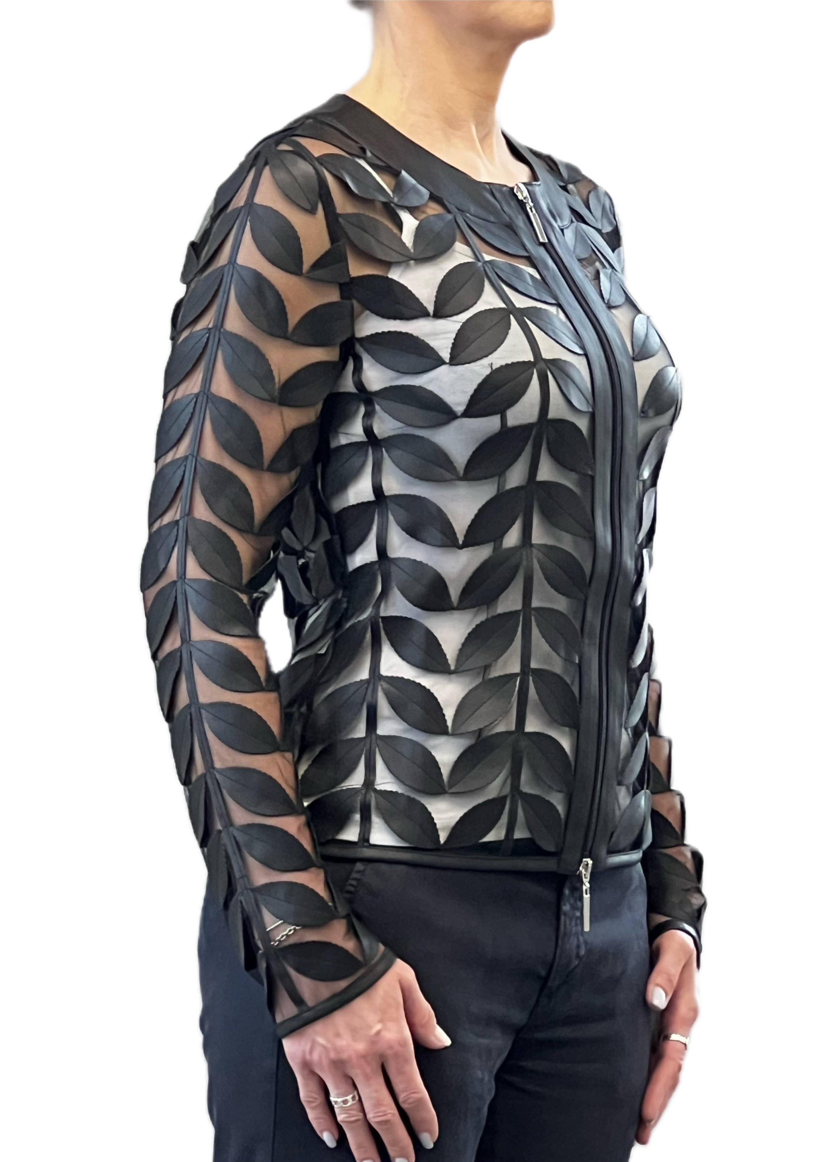 Sort Faux læder blade jakke (Sort) for engroshandel på Faire5