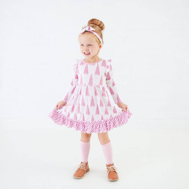 All Spruced Up Girls Bamboo Dress Ruffle Pocket Twirler and Shorts Set - Pink for wholesale by Dreamiere