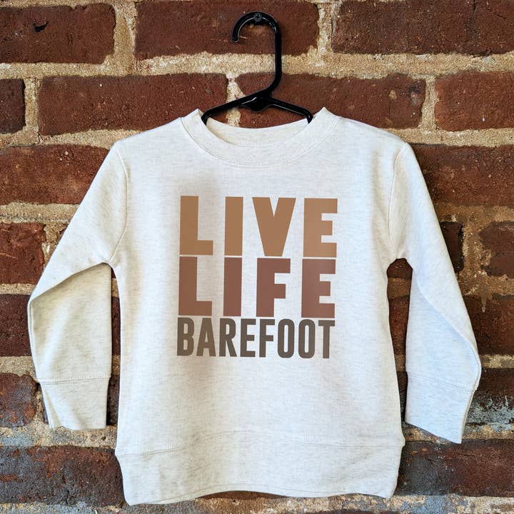 Barefoot Baby - Wholesale Screen Printed T-Shirt - Kids - "Live Life Barefoot" Nature Clothing for Kids Outdoor Youth