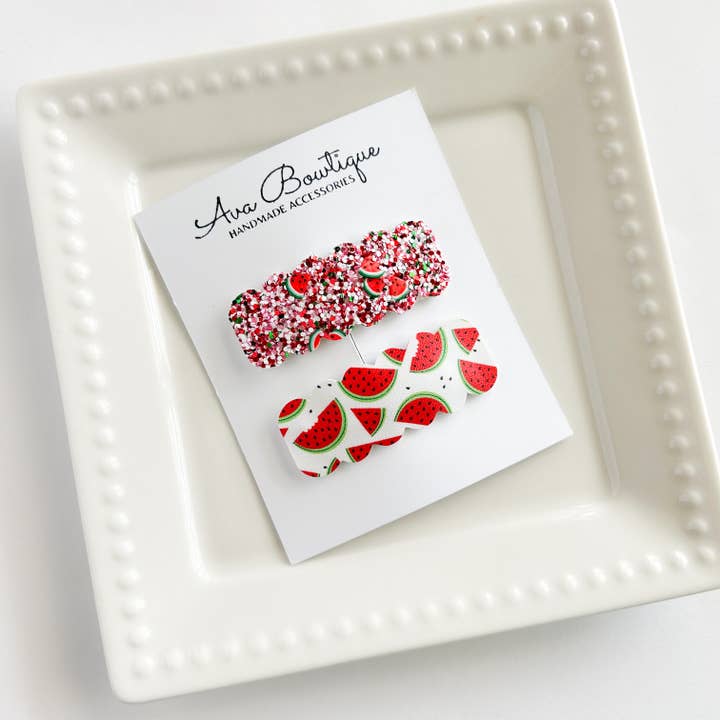 Snap Clip-set met watermeloenen voor wholesale door Ava Bowtique