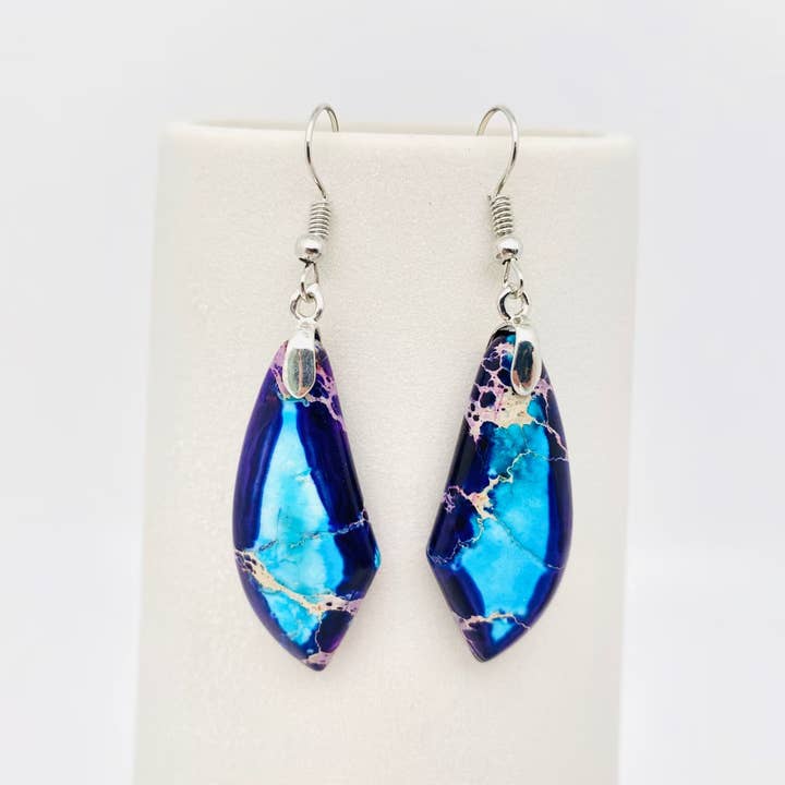 Mio Queena - Wholesale Dangle Earrings - Colored Emperor Stone Geometric Agate Chakra Earrings - CS3