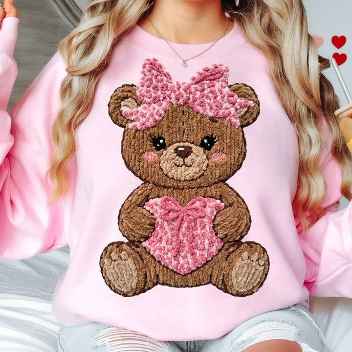 Faux Garn Hæklet Valentinsdag T-shirt, Teddybjørn Sweater for engroshandel hos DLT Ecommerce