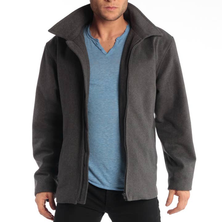 Alpine Swiss - Wholesale Jacket - Men's - Alpine Swiss Grant Mens Wool 28" JD Zip Open Front Jacket
