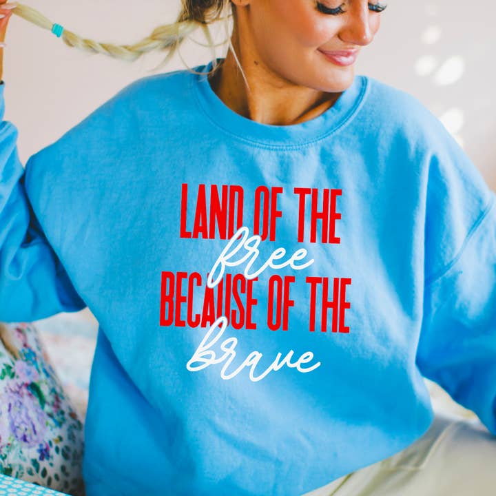 Land Of The Free Because Of The Brave Sweatshirt America for wholesale by Gia Gifts Boutique