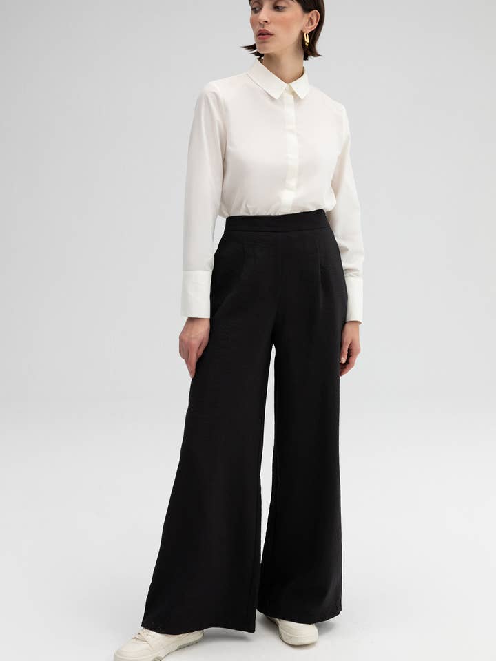 WIDE-LEG HIGH WAIST CUPRO PANTS for wholesale by Touché Privé