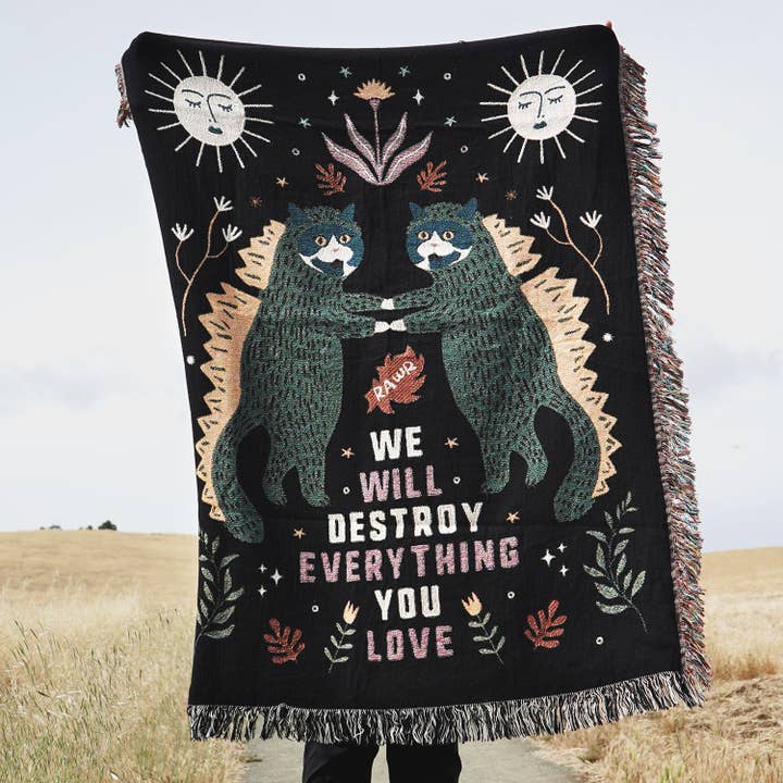 Cute Godzilla Cats Home Decor Gifts Woven Throw Blanket for wholesale by Relatable Basic