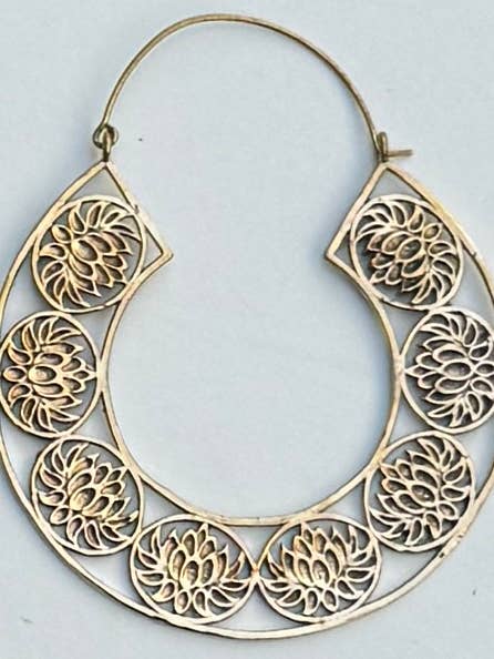 Large Lotus Hoop Earrings for wholesale by The Curator