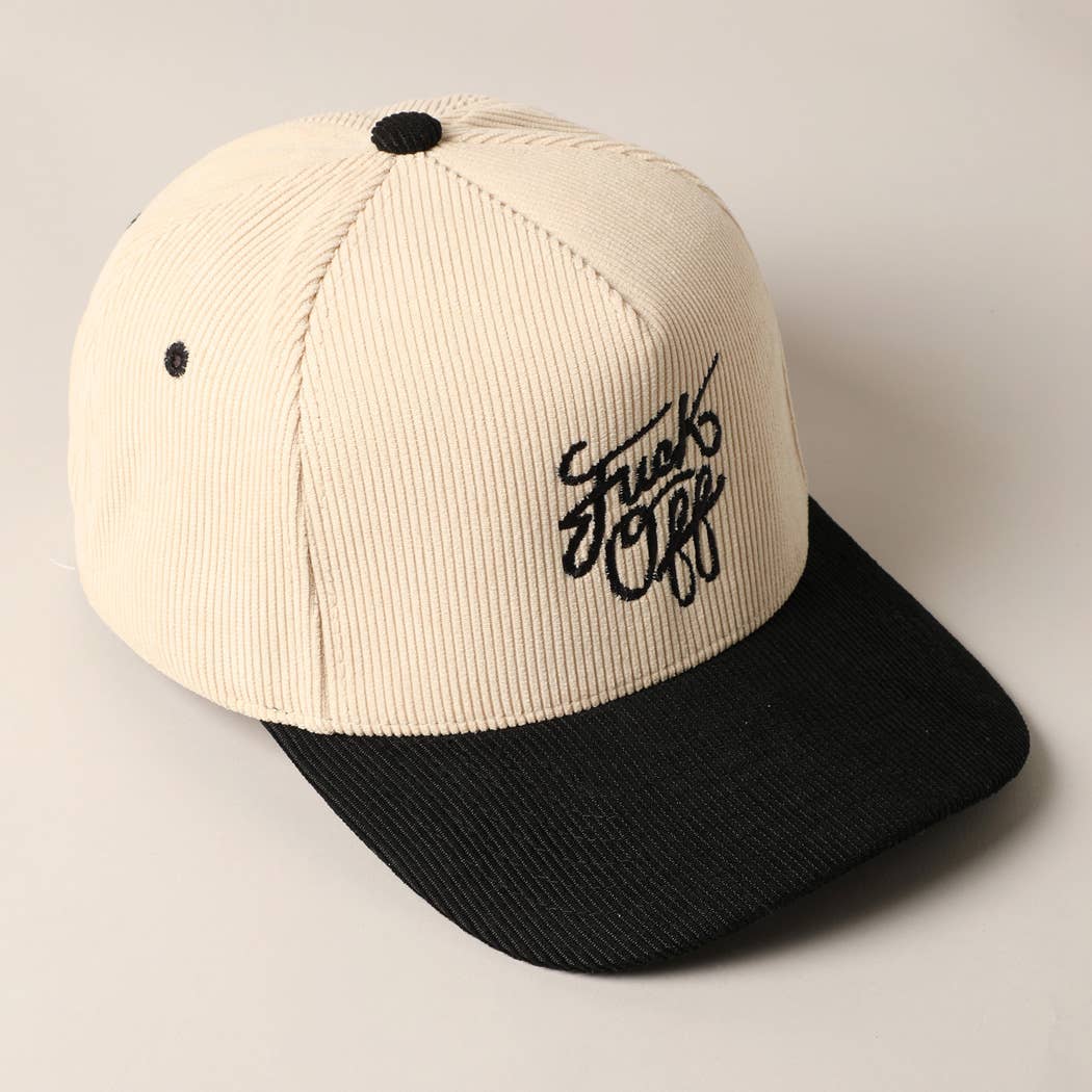 Fashion City - Wholesale Trucker Hat - Unisex - Fuck Off Corduroy Trucker Baseball Cap5