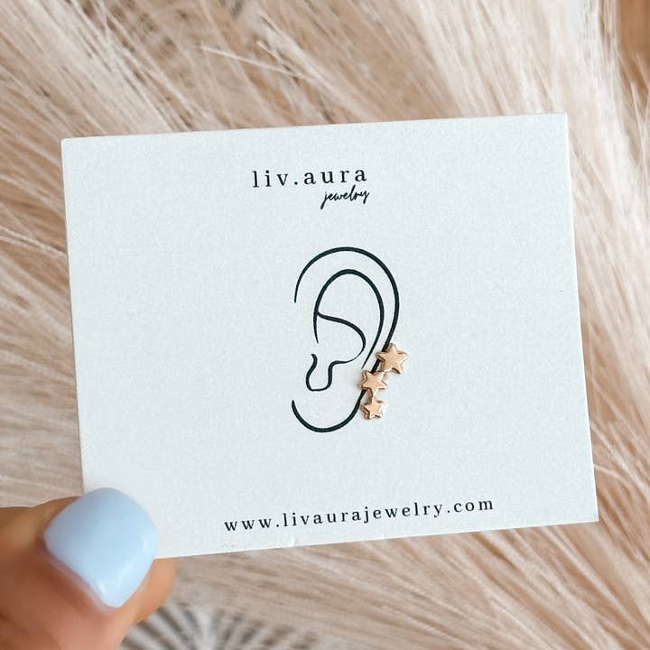 Orecchini Star Ear Climbers in oro 10 carati per la vendita all'ingrosso da parte di Livaura Jewelry