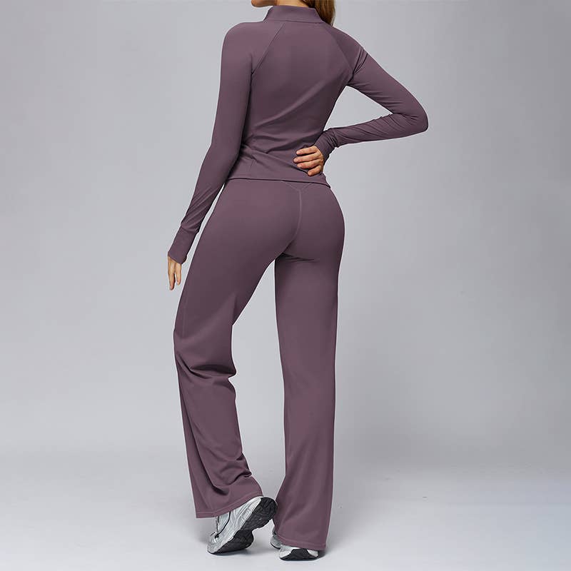 WONDERXFANS - Vente Ensemble de sport – femme - Veste de sport à séchage rapide+Pantalon de survêtement taille haute7