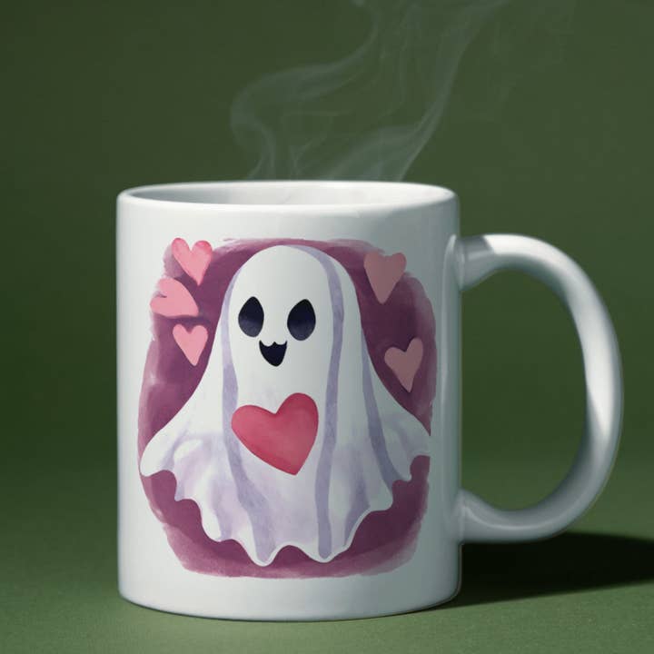 Tazza in ceramica a forma di cuore di San Valentino Bigfoot per la vendita all'ingrosso da parte di Cryptic Paper Co.