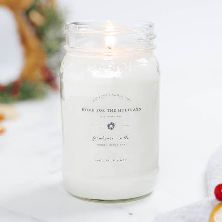 Home for the Holidays - Soy Wax Mason Jar Candle for wholesale by Antique Candle Co.®