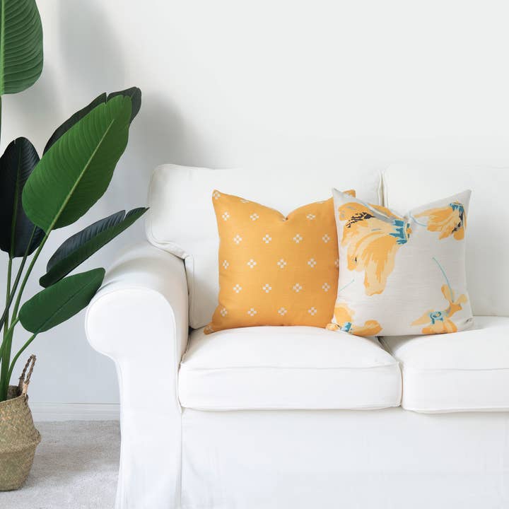 Spring Throw Pillow Cover, Yellow Aqua Floral,Set of 2 for wholesale by Hofdeco