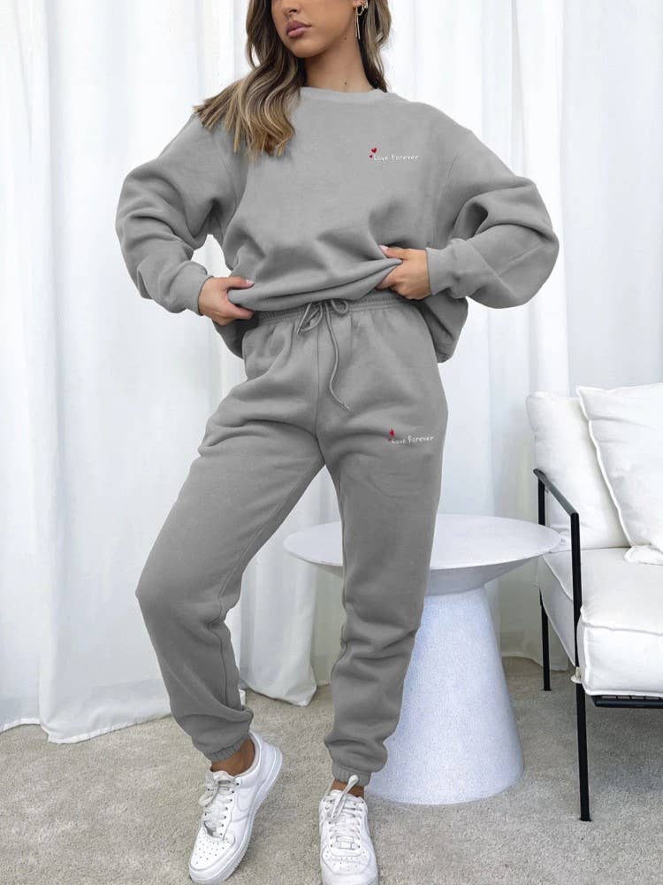 Rosa Clothing - Wholesale Top & Pant Set (NOT Loungewear) - Women's - Hearts Leisure Letter Print Long SleeveSweatshirt Set15