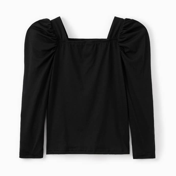 Kid Girl Puff-sleeve Square Neck Top for wholesale by PatPat