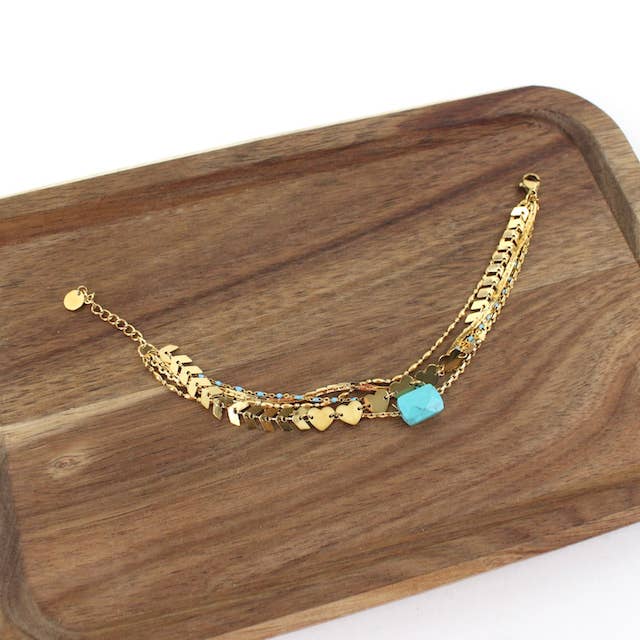 Pretty Persuasions - Wholesale Charm/Dangle Bracelet - B24046 Stone Charm Stainless Steel Multi-Chain Bracelet5