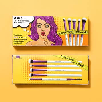 Vera Mona - Wholesale Makeup Brush Set - INSTRUCTIONAL 5-Unit EYE BRUSH SET