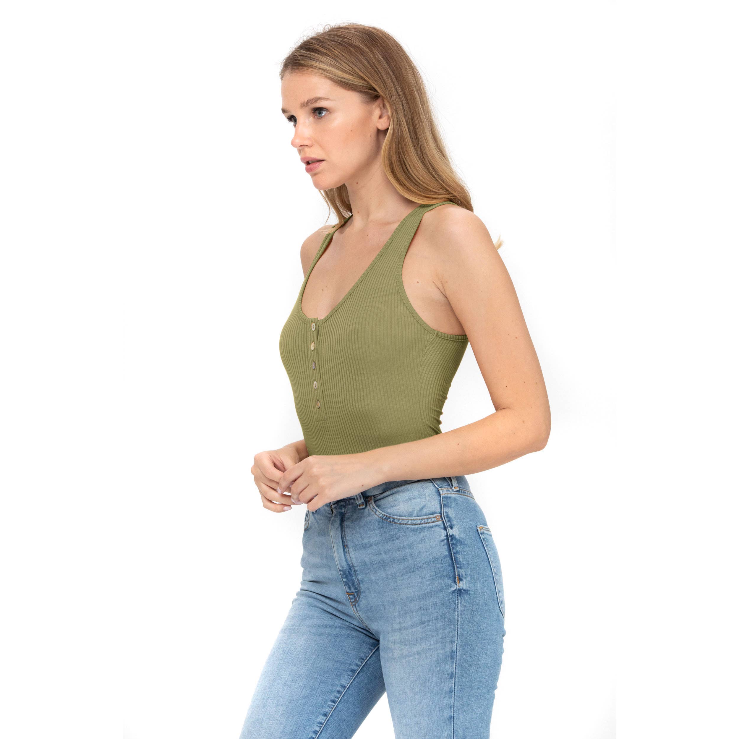 ROLYPOLY - Vendita all'ingrosso Body - Donna - Senza maniche Sexy Scoop Neck Canotta Pulsante Giù Body13