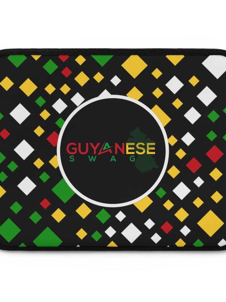 Guyanese Swag Ice Gold Green Cubes Laptop Sleeve for wholesale by Guyanese Swag