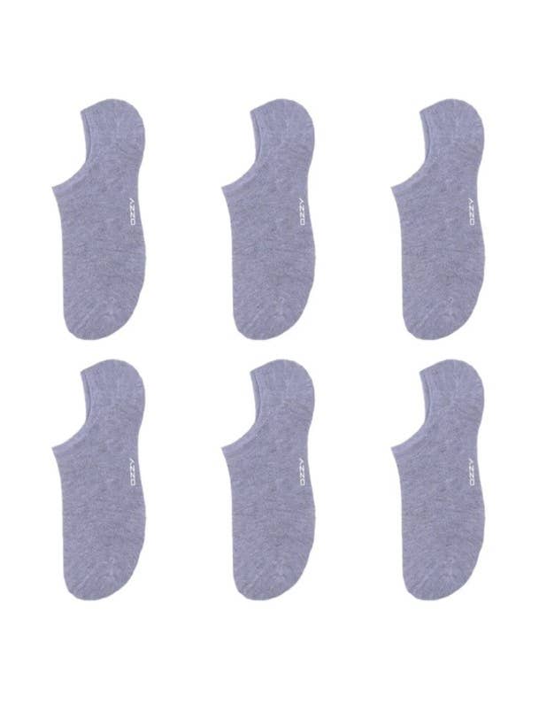 Dame 6 par ensfarvede grå bambus sneakersokker UK 4-7 for engroshandel hos Ozzy Socks