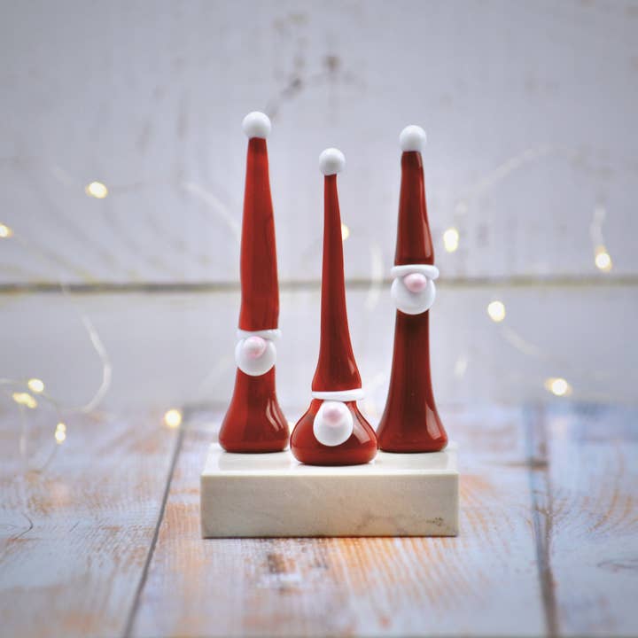 Via Graceffo - Wholesale Christmas Decoration - Murano Glass Gnome Santa Figurines - Set of 3
