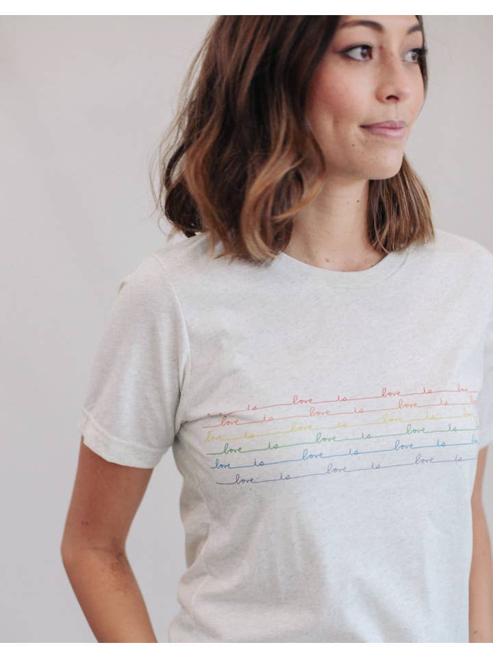Love is Love Oatmeal T-Shirt for wholesale on Faire