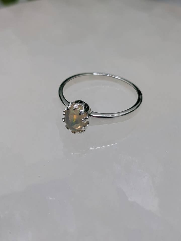 Oval Crown Opal Sterling Silver Ring for wholesale by Moonbeam Healing