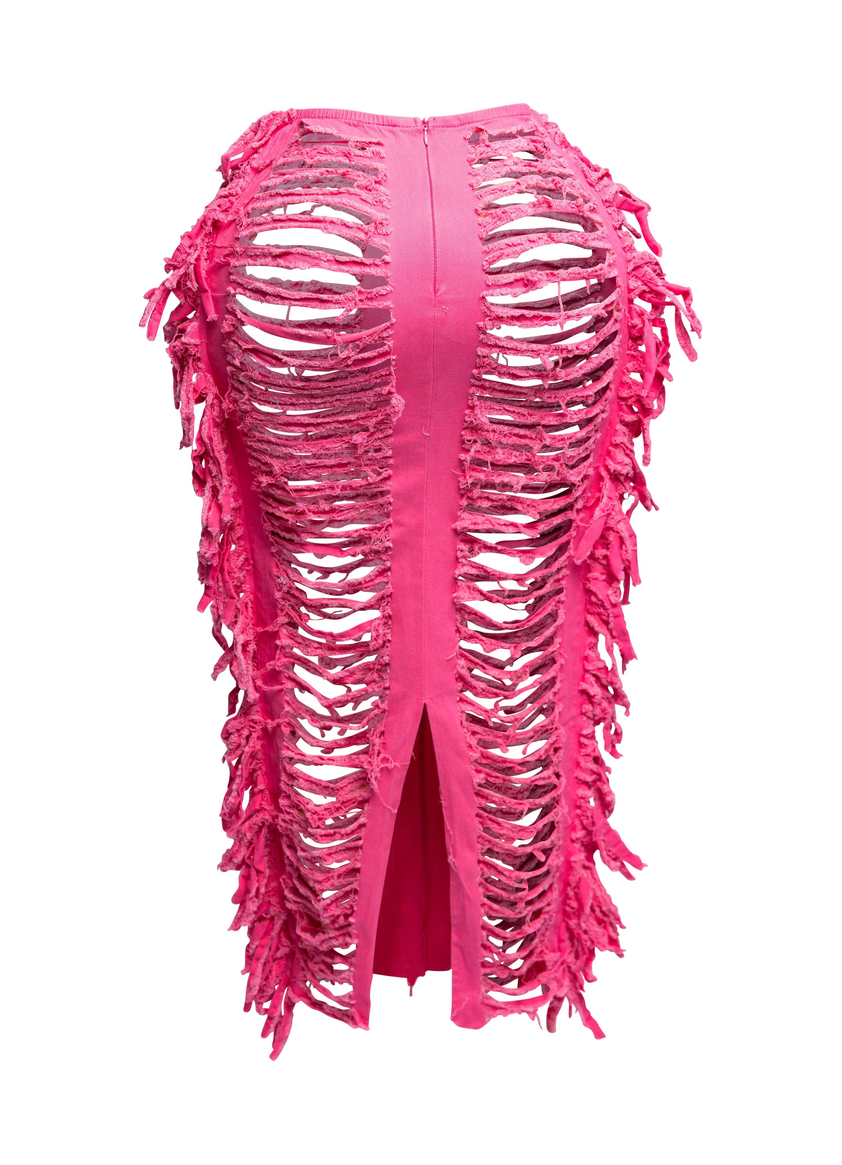 K Too - Wholesale Skirt - Women's - Distressed fringe maxi skirt9