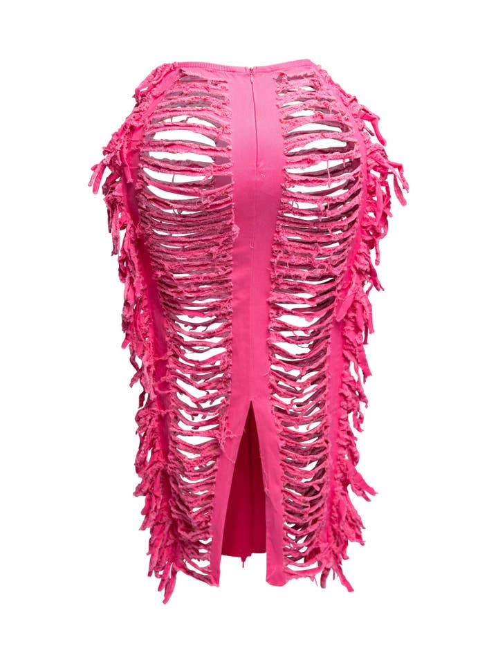 K Too - Wholesale Skirt - Women's - Distressed fringe maxi skirt9