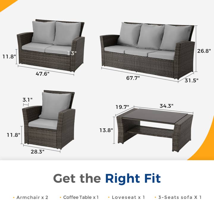 Heynemo - Wholesale Patio Set - 5 Piece Outdoor Patio Furniture Sets, Wicker Sofa Set16